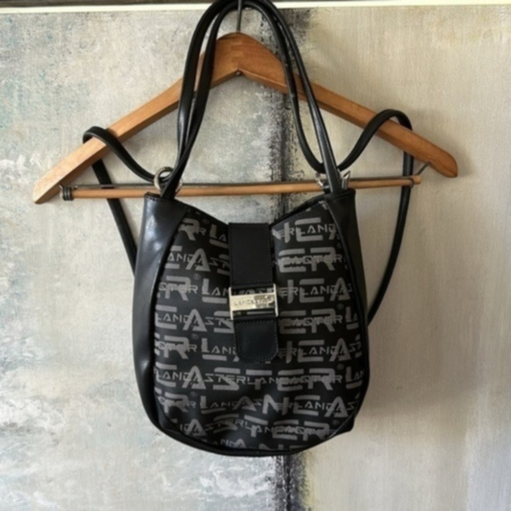 Lancaster Paris Black Logo Backpack Bag